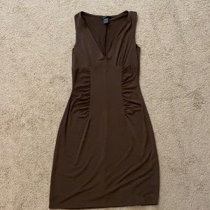 Brown v neck dress